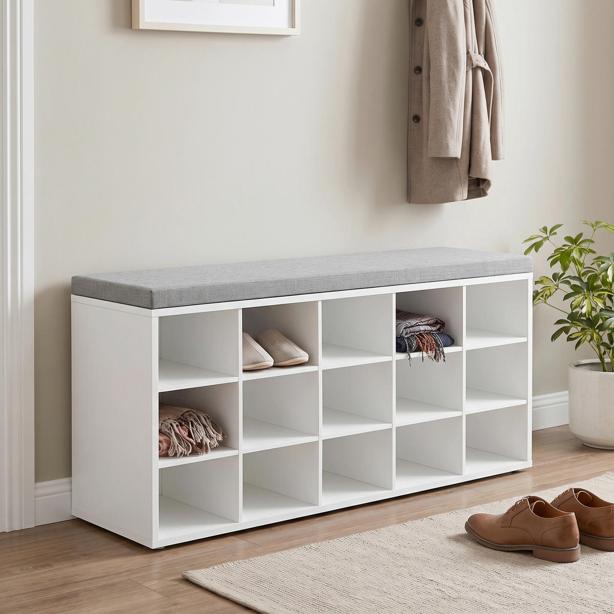 SCHUHREGAL Grau, Weiß  - Weiß/Grau, Trend, Holzwerkstoff (105/48/30cm) - MID.YOU