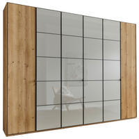 DREHTÜRENSCHRANK in Champagner, Eiche Bianco  - Schieferfarben/Eiche Bianco, Modern, Glas/Holzwerkstoff (300/216/58cm) - Novel