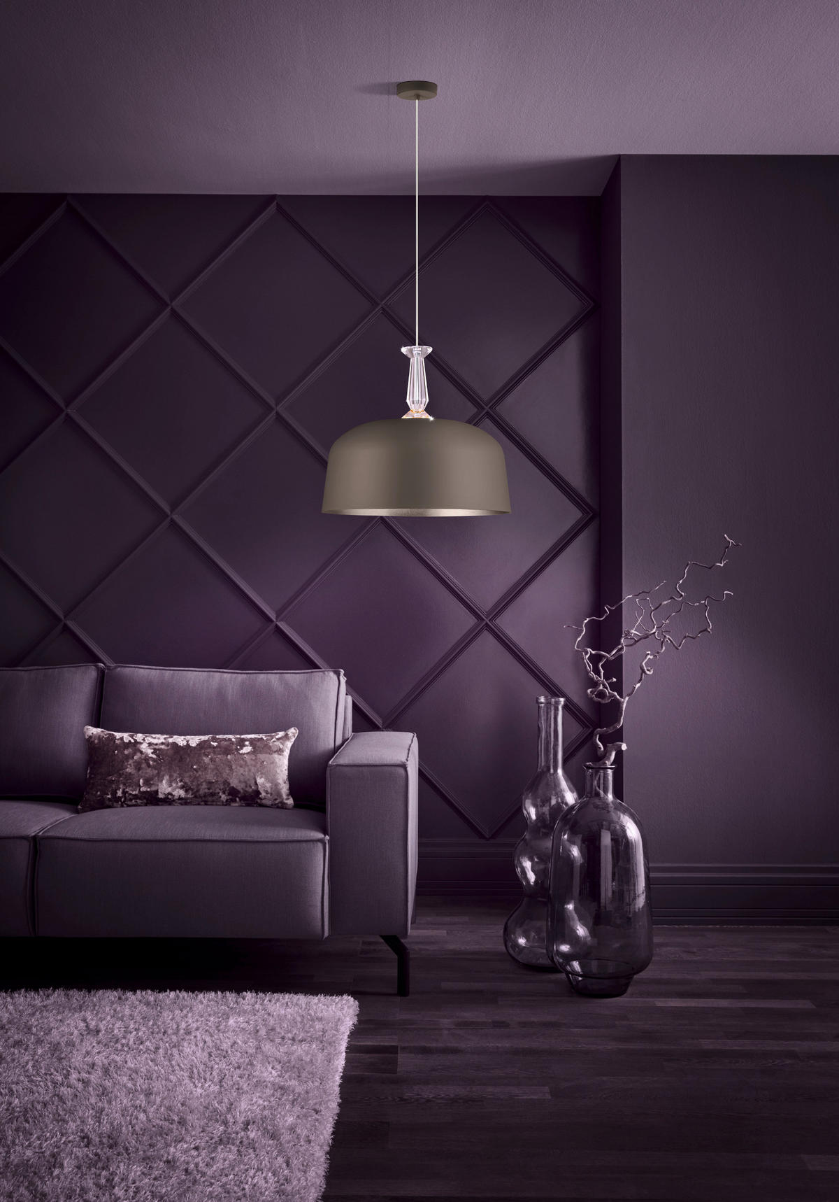 HÄNGELEUCHTE 48/110 cm    - Taupe, Konventionell, Glas/Metall (48/110cm) - Eglo