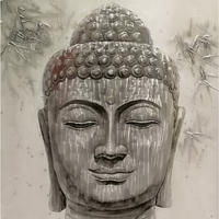 ÖLGEMÄLDE Buddha 100/100 cm  - Weiß/Grau, LIFESTYLE, Holz/Textil (100/100cm) - Monee