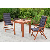GARTENTISCHGRUPPE Eukalyptusholz Hartholz  - Eukalyptusholzfarben/Grau, KONVENTIONELL, Holz/Textil - Gardenson