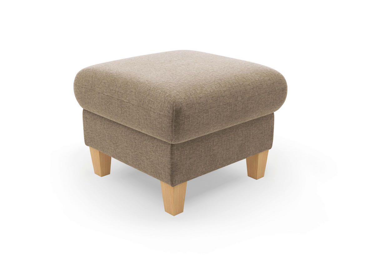 HOCKER Flachgewebe Hellbraun  - Hellbraun/Eichefarben, KONVENTIONELL, Holz/Textil (58/47/58cm) - Sit & More