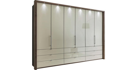 FALTTÜRENSCHRANK in Creme, Trüffeleichefarben - Trüffeleichefarben/Creme, KONVENTIONELL, Glas/Holzwerkstoff (300/216/58cm) - Venda