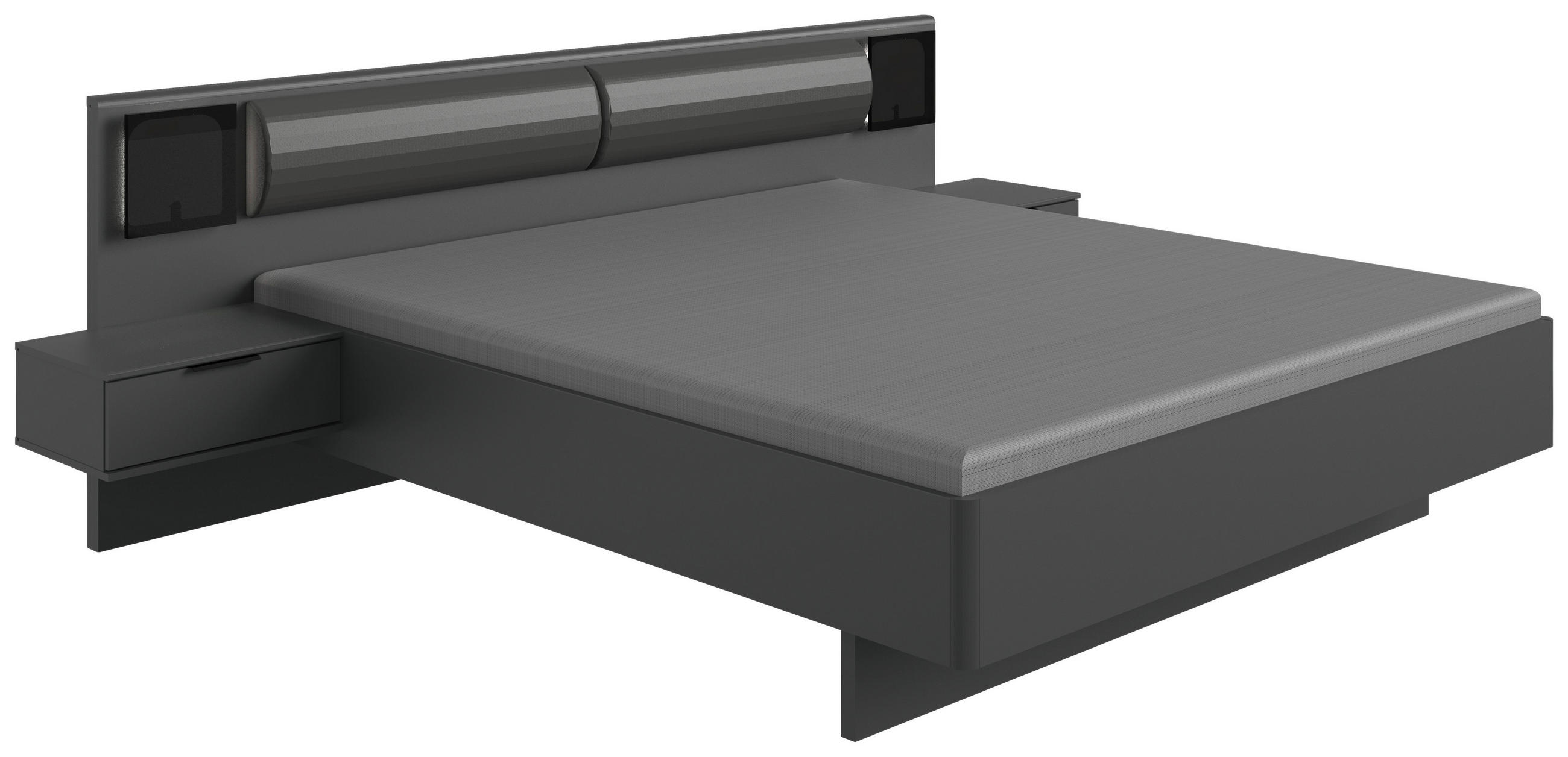 BETTANLAGE - Graphitfarben/Schwarz, Basics, Glas/Textil (180/200cm) - Ti'me
