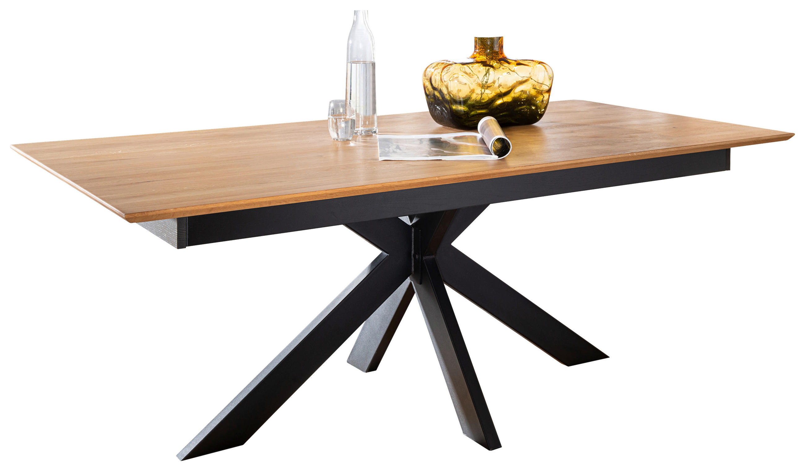 ESSTISCH in Holz 160/90/75 cm  - Schwarz/Braun, Natur, Holz/Metall (160/90/75cm) - Livetastic