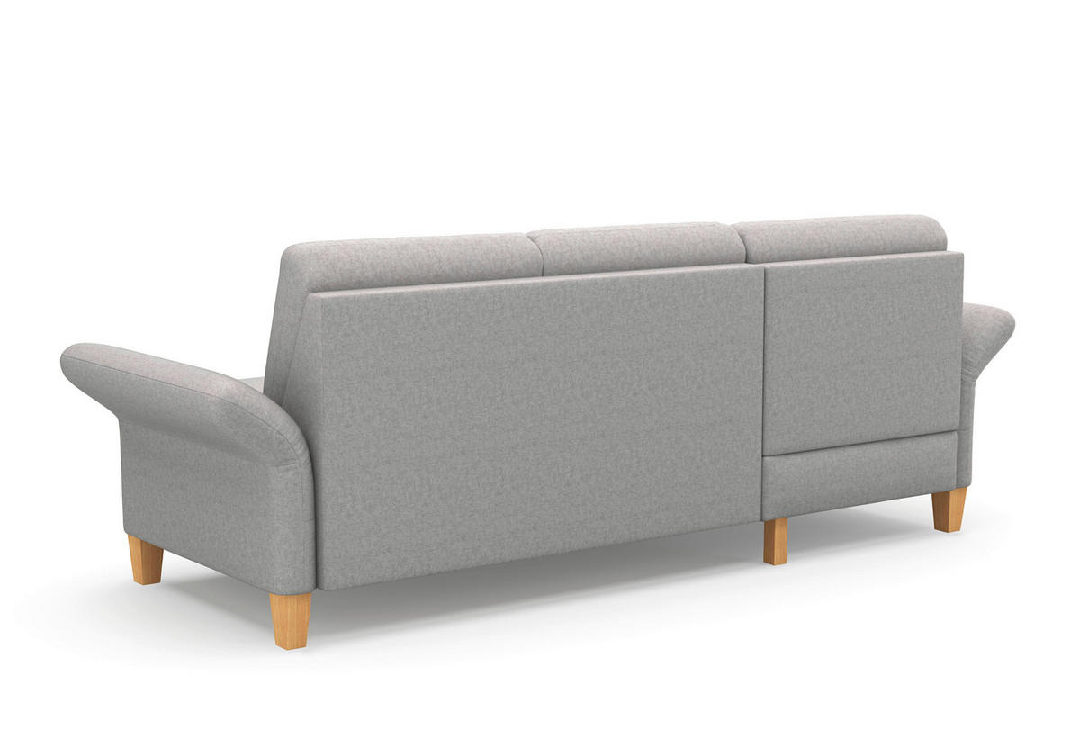 ECKSOFA in Flachgewebe Hellgrau  164/251 cm  - Eichefarben/Hellgrau, KONVENTIONELL, Holz/Textil (164/251cm) - Sit & More
