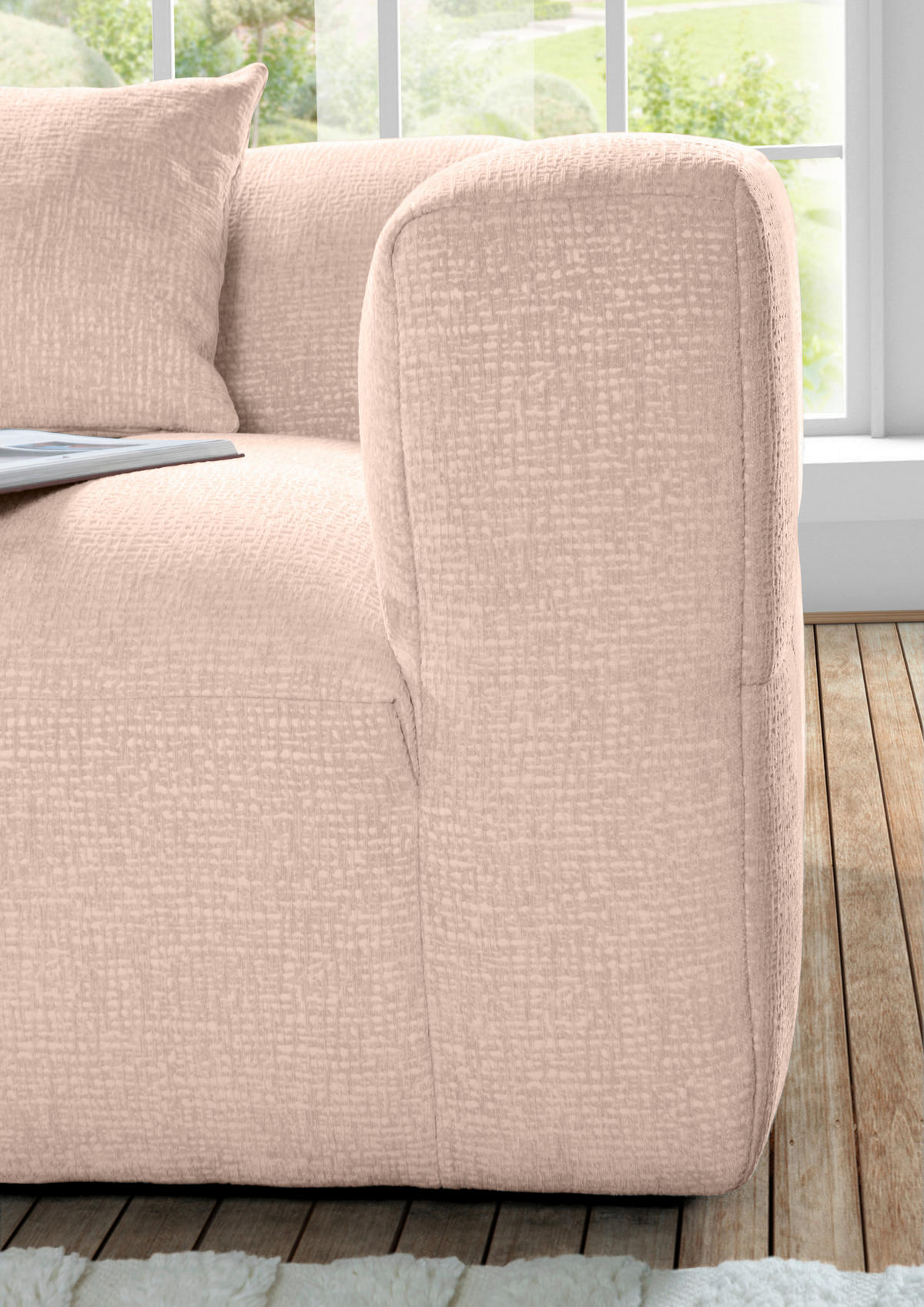 ECKSOFA in Flachgewebe Rosa  - Schwarz/Rosa, Konventionell, Kunststoff/Textil (170/280cm) - Carryhome