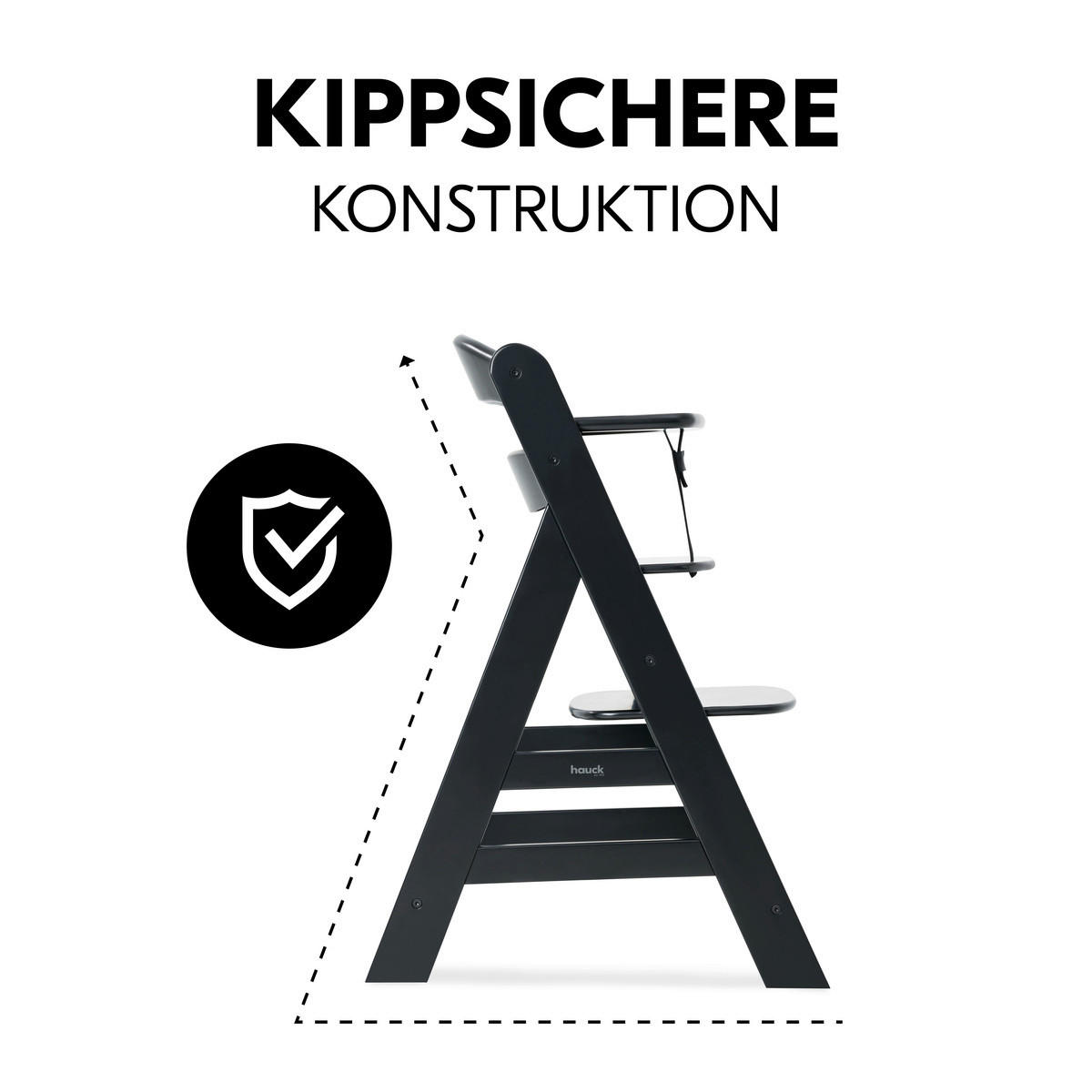 HOCHSTUHL ALPHA + Schwarz  - Schwarz, Basics, Holz (56/77/48cm) - Hauck
