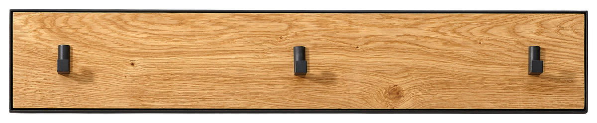 HAKENLEISTE  in Wildeiche furniert Anthrazit, Eichefarben  - Eichefarben/Anthrazit, Natur, Holz/Metall (85/12/3cm) - Linea Natura