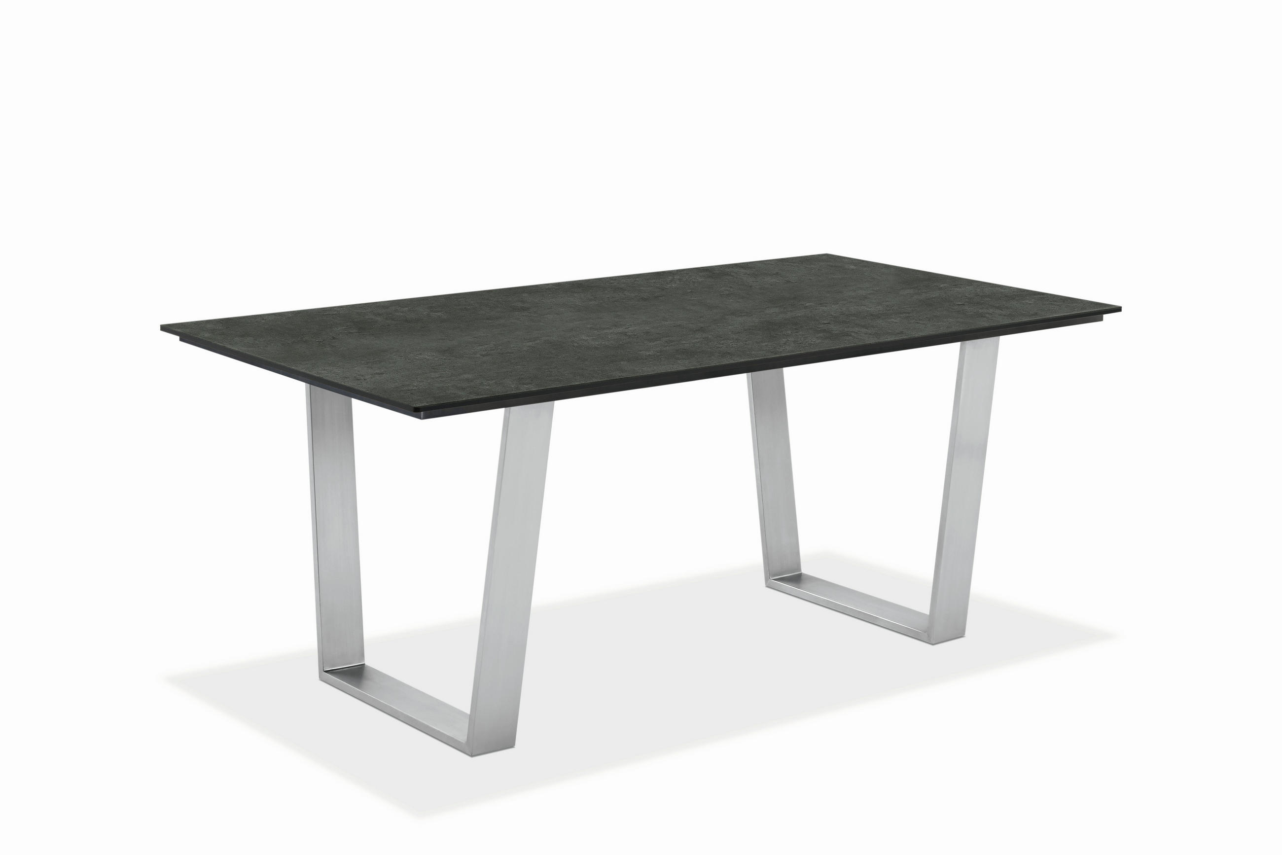 GARTENTISCH Kunststoff Graphitfarben, Edelstahlfarben rechteckig  - Edelstahlfarben/Graphitfarben, Design, Kunststoff/Metall (220/95/76cm)