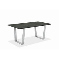 GARTENTISCH 180/95/76 cm Kunststoff Graphitfarben, Edelstahlfarben rechteckig  - Edelstahlfarben/Graphitfarben, Design, Kunststoff/Metall (180/95/76cm)