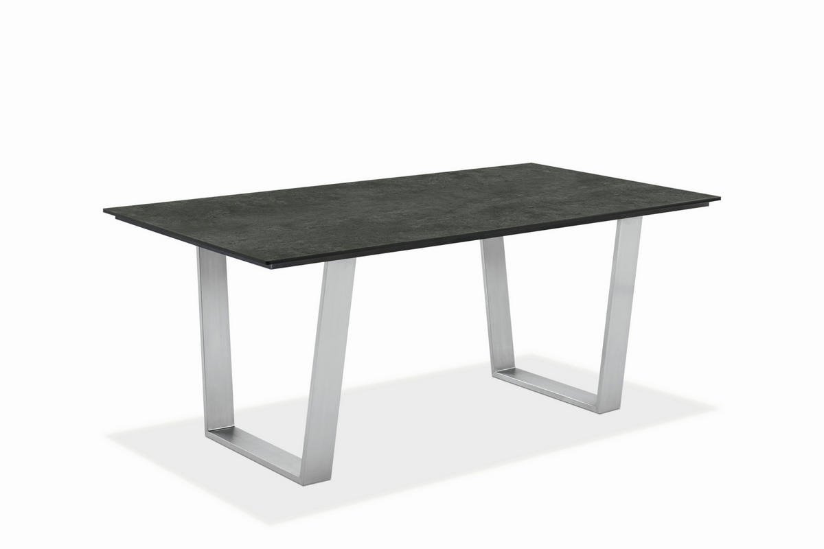 GARTENTISCH 180/95/76 cm Kunststoff Graphitfarben, Edelstahlfarben rechteckig  - Edelstahlfarben/Graphitfarben, Design, Kunststoff/Metall (180/95/76cm)