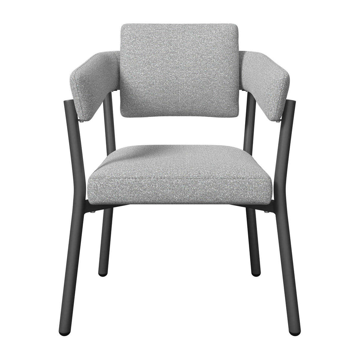 GARTENSTUHL Metall, Textil Anthrazit, Hellgrau  - Anthrazit/Hellgrau, MODERN, Textil/Metall (65/77/61cm) - Ambia Garden