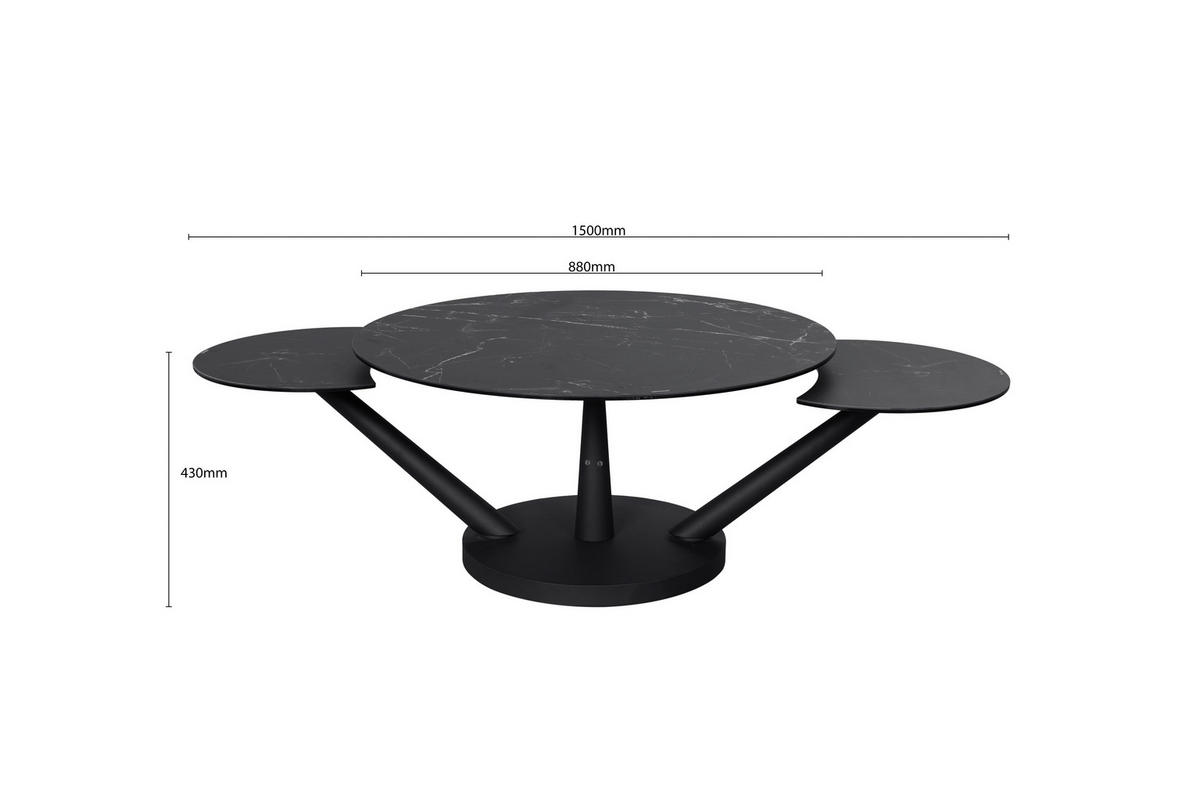 COUCHTISCH ESG 88-150/88/43 cm rund Schwarz  - Schwarz, Design, Glas/Keramik (88-150/88/43cm) - Dieter Knoll