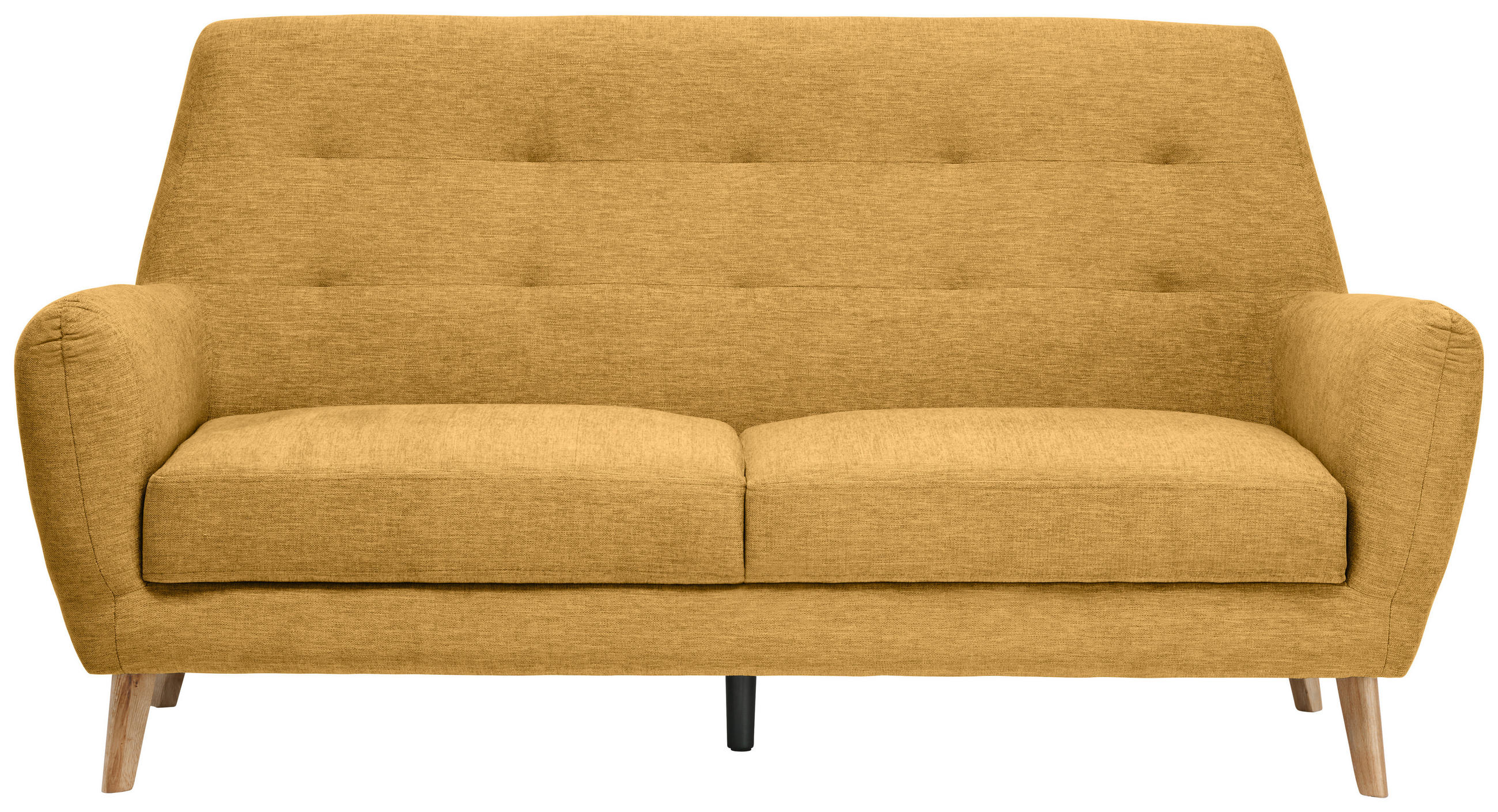 3-SITZER-SOFA Webstoff Gelb  - Eichefarben/Gelb, Design, Holz/Kunststoff (200/105/84cm) - Carryhome
