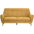 3-SITZER-SOFA Webstoff Gelb  - Eichefarben/Gelb, Design, Holz/Kunststoff (200/105/84cm) - Carryhome