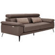 3-SITZER-SOFA Echtleder Braun  - Schwarz/Braun, Design, Leder/Textil (233/86-103/104cm) - Novel