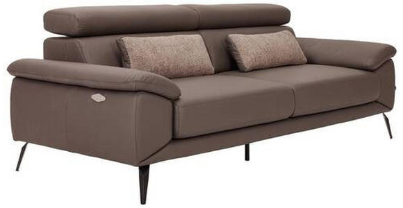 3-SITZER-SOFA Echtleder Braun  - Schwarz/Braun, Design, Leder/Textil (233/86-103/104cm) - Novel