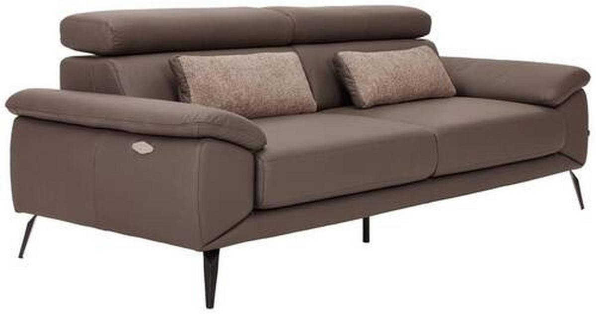 3-SITZER-SOFA Echtleder Braun  - Schwarz/Braun, Design, Leder/Textil (233/86-103/104cm) - Novel