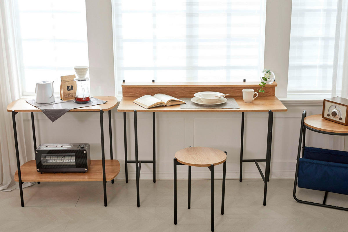 SCHREIBTISCH 120/46/85,5 cm  in Naturfarben, Schwarz  - Schwarz/Naturfarben, Design, Holzwerkstoff/Metall (120/46/85,5cm) - Livetastic