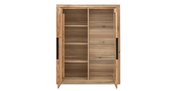 HIGHBOARD in 108/141/40 cm - Eichefarben/Schwarz, Natur, Glas/Holz (108/141/40cm) - Carryhome