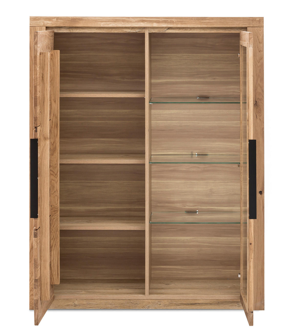 HIGHBOARD  in 108/141/40 cm  - Eichefarben/Schwarz, Natur, Glas/Holz (108/141/40cm) - Carryhome