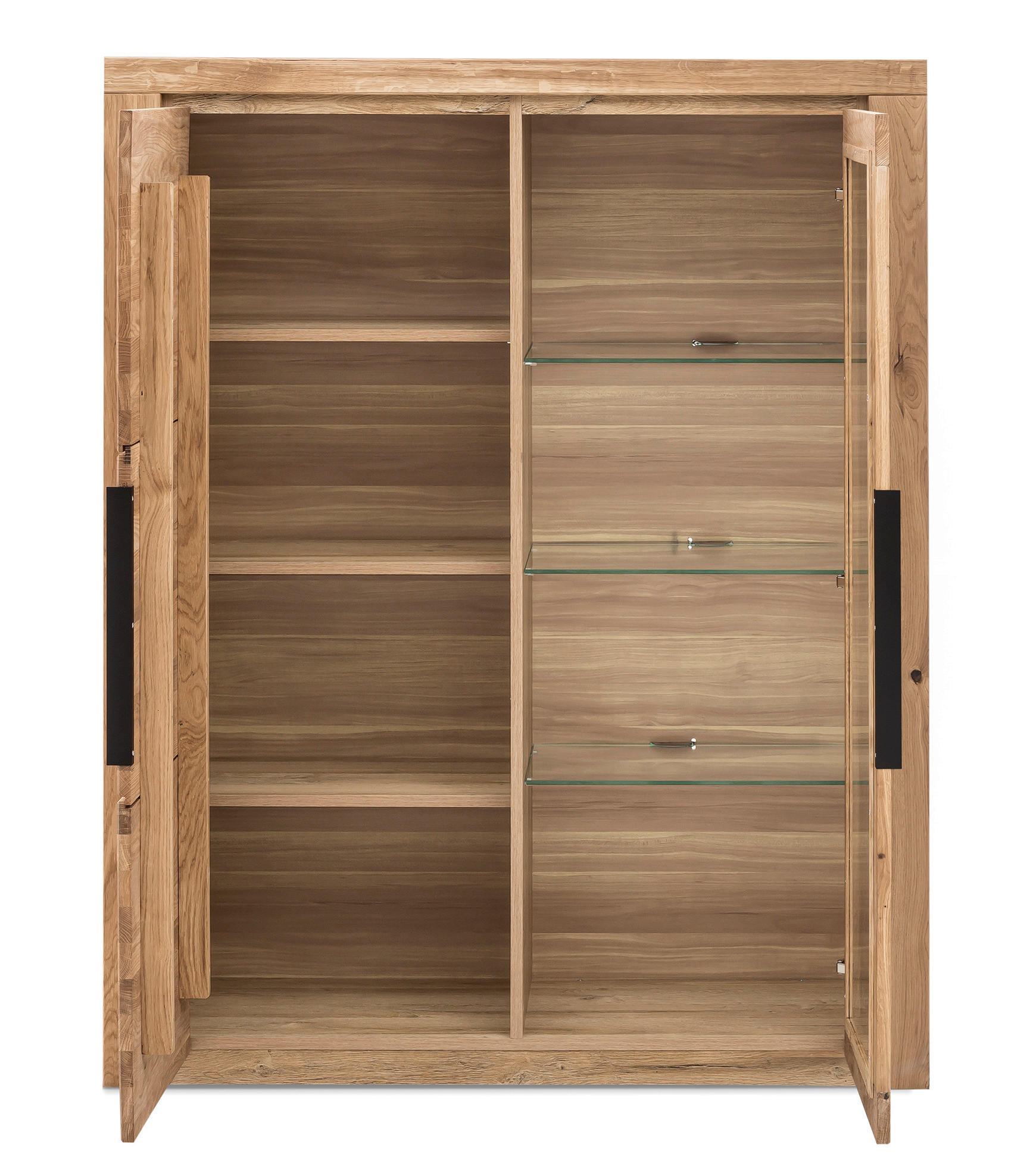 Thumbnail - Carryhome Highboard, Eiche, Holz, Glas, Eiche, teilmassiv, 6 Fächer, 108x141x40 cm, Typenauswahl, Beimöbel erhältlich, H...