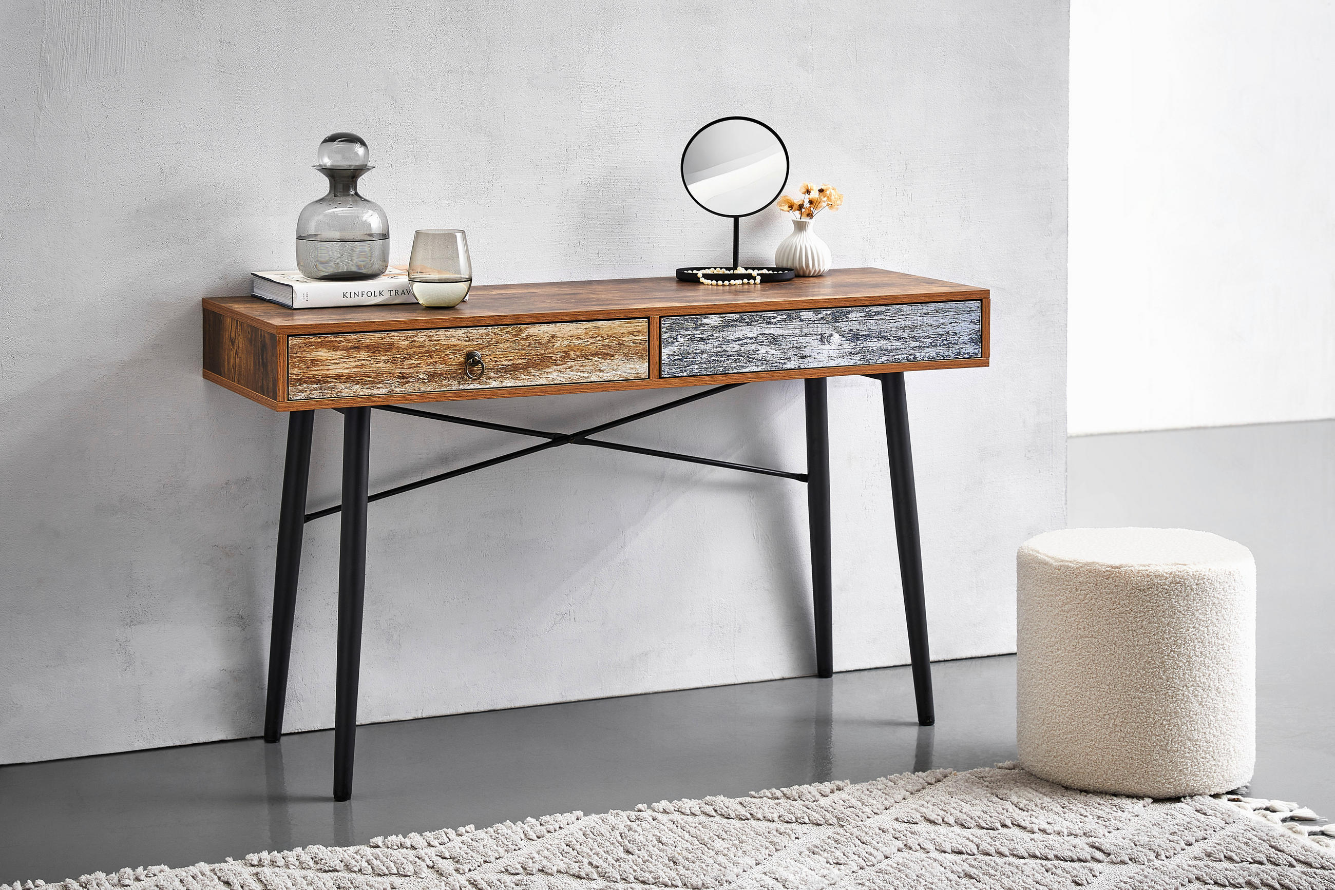 KONSOLENTISCH Hellgrau, Hellblau, Rostfarben  - Klar/Rostfarben, LIFESTYLE, Holzwerkstoff/Kunststoff (120/39/73cm) - Carryhome