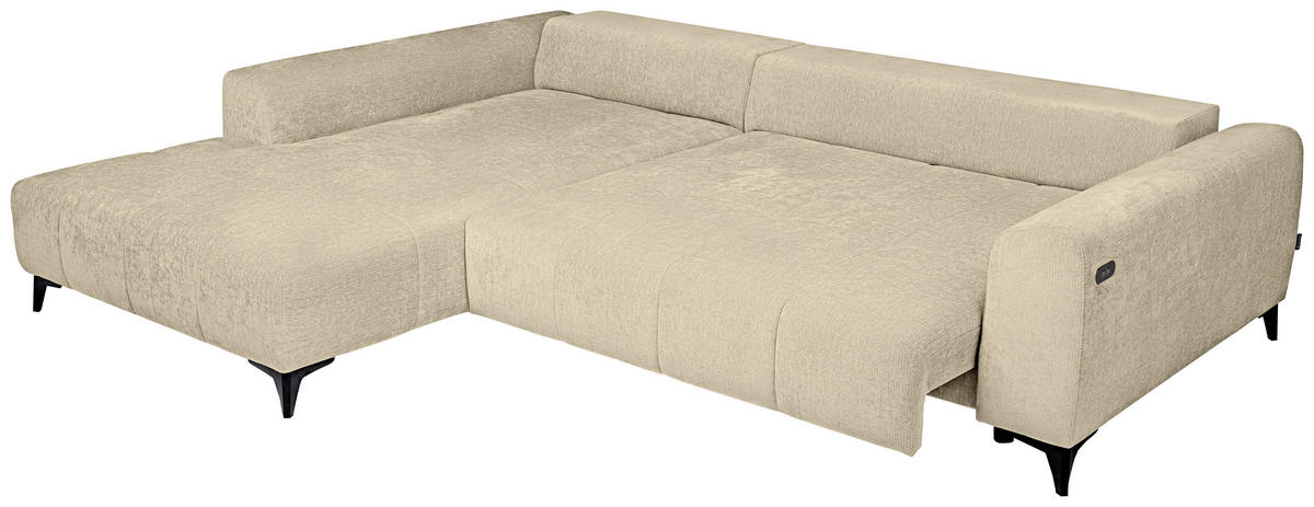 HÖRNSOFFA i chenille beige  - beige/svart, Klassisk, textil/plast (222/279cm) - MID.YOU