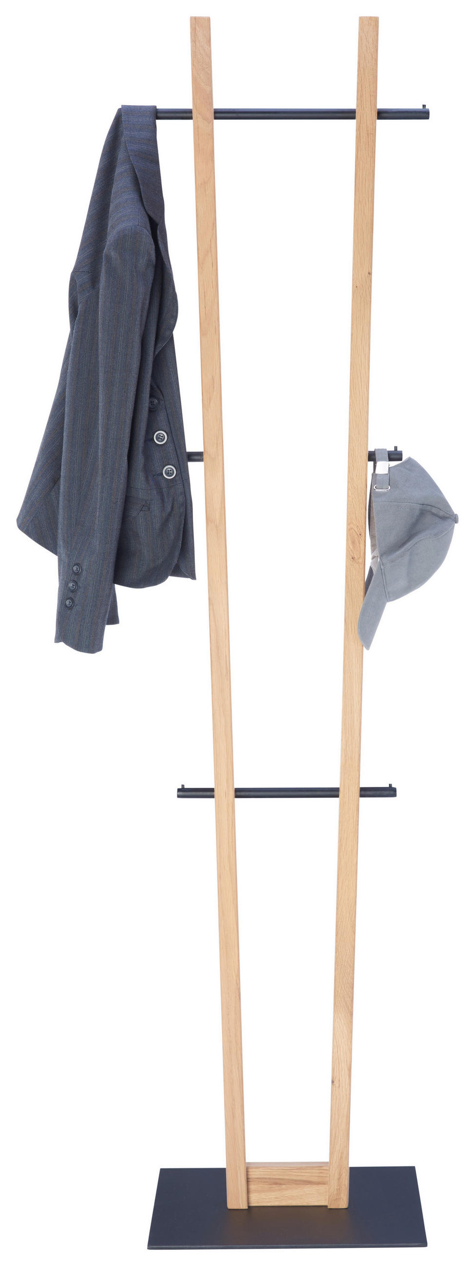 KLEIDERSTÄNDER in Schwarz, Eichefarben 45/174,9/40 cm   - Eichefarben/Schwarz, Natur, Holz/Metall (45/174,9/40cm) - Linea Natura