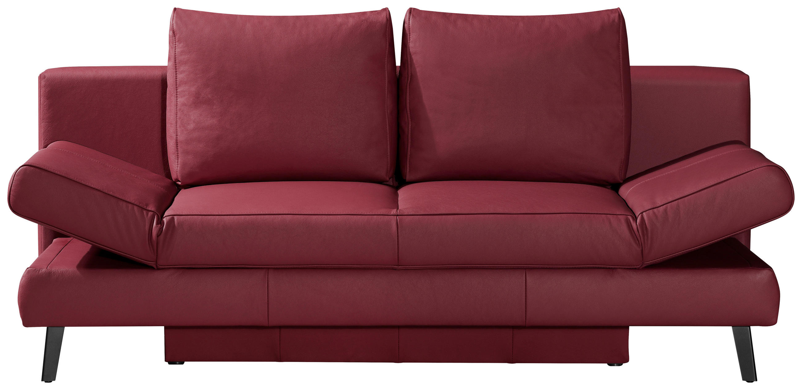 SCHLAFSOFA Weinrot Echtleder  - Weinrot/Schwarz, Design, Leder/Metall (200/85/90cm) - Novel