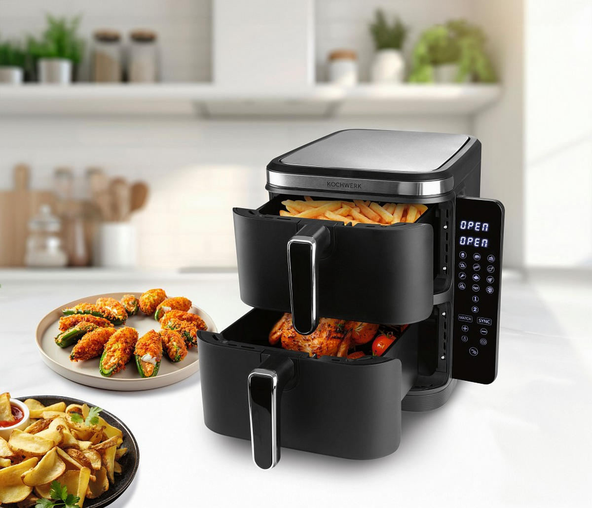 HEIßLUFTFRITTEUSE Kochwerk 10 L  - Schwarz, Basics, Kunststoff/Metall (38,7/31,9/30,3cm) - KOCHWERK