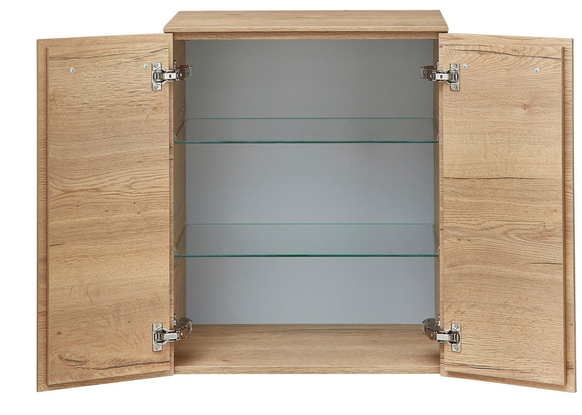 MIDISCHRANK 60/73/41,7 cm  - Chromfarben/Eichefarben, KONVENTIONELL, Glas/Holzwerkstoff (60/73/41,7cm) - Sadena