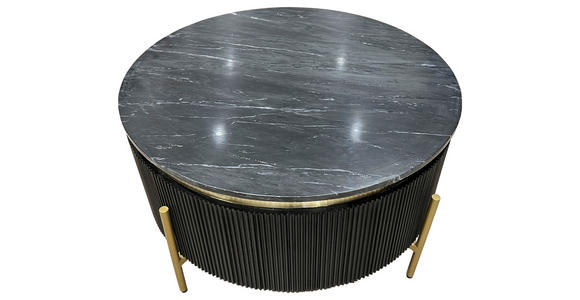 COUCHTISCH Mangoholz vollmassiv 80/80/45 cm rund Schwarz, Goldfarben  - Goldfarben/Schwarz, Design, Holz/Stein (80/80/45cm) - Landscape