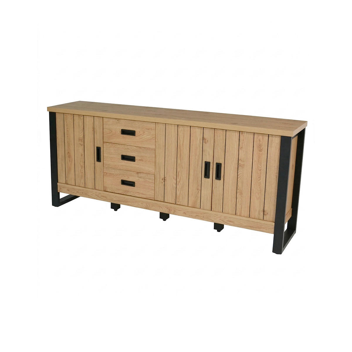 SIDEBOARD  173,4/75/39 cm 3 Schublade(n)  - Eichefarben/Schwarz, KONVENTIONELL, Holzwerkstoff/Metall (173,4/75/39cm) - MID.YOU