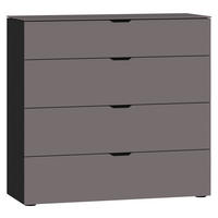 KOMMODE 90/87/43 cm  in Schwarz, Dunkelgrau  - Dunkelgrau/Schwarz, Design, Glas/Holzwerkstoff (90/87/43cm) - Jutzler