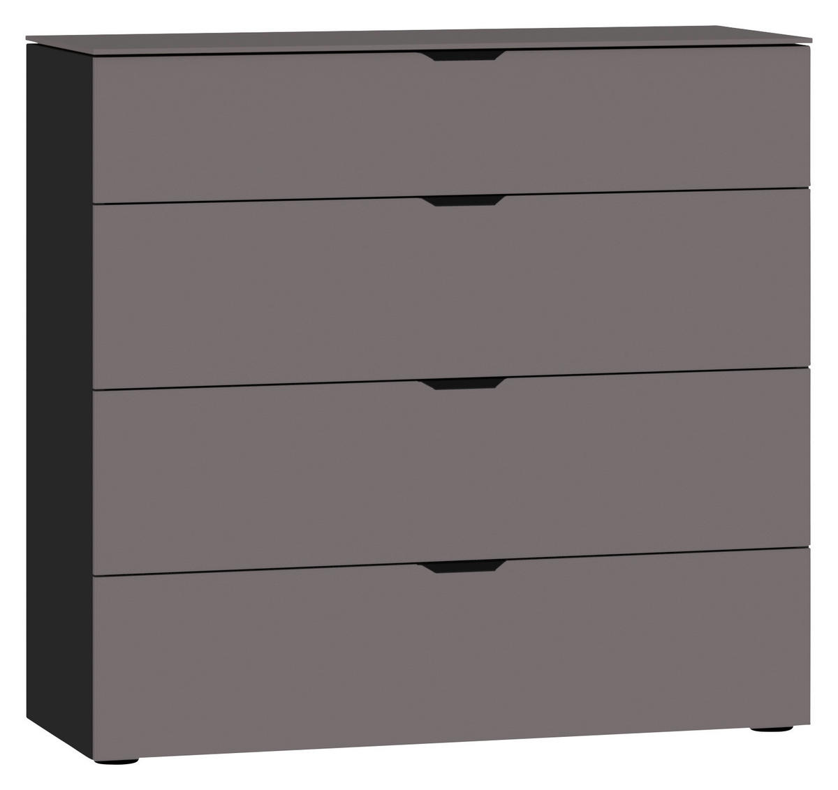 KOMMODE 90/87/43 cm  in Schwarz, Dunkelgrau  - Dunkelgrau/Schwarz, Design, Glas/Holzwerkstoff (90/87/43cm) - Jutzler