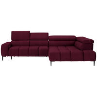 ECKSOFA in Samt, Webstoff Bordeaux  - Bordeaux/Schwarz, Design, Textil/Metall (300/216cm) - Welnova