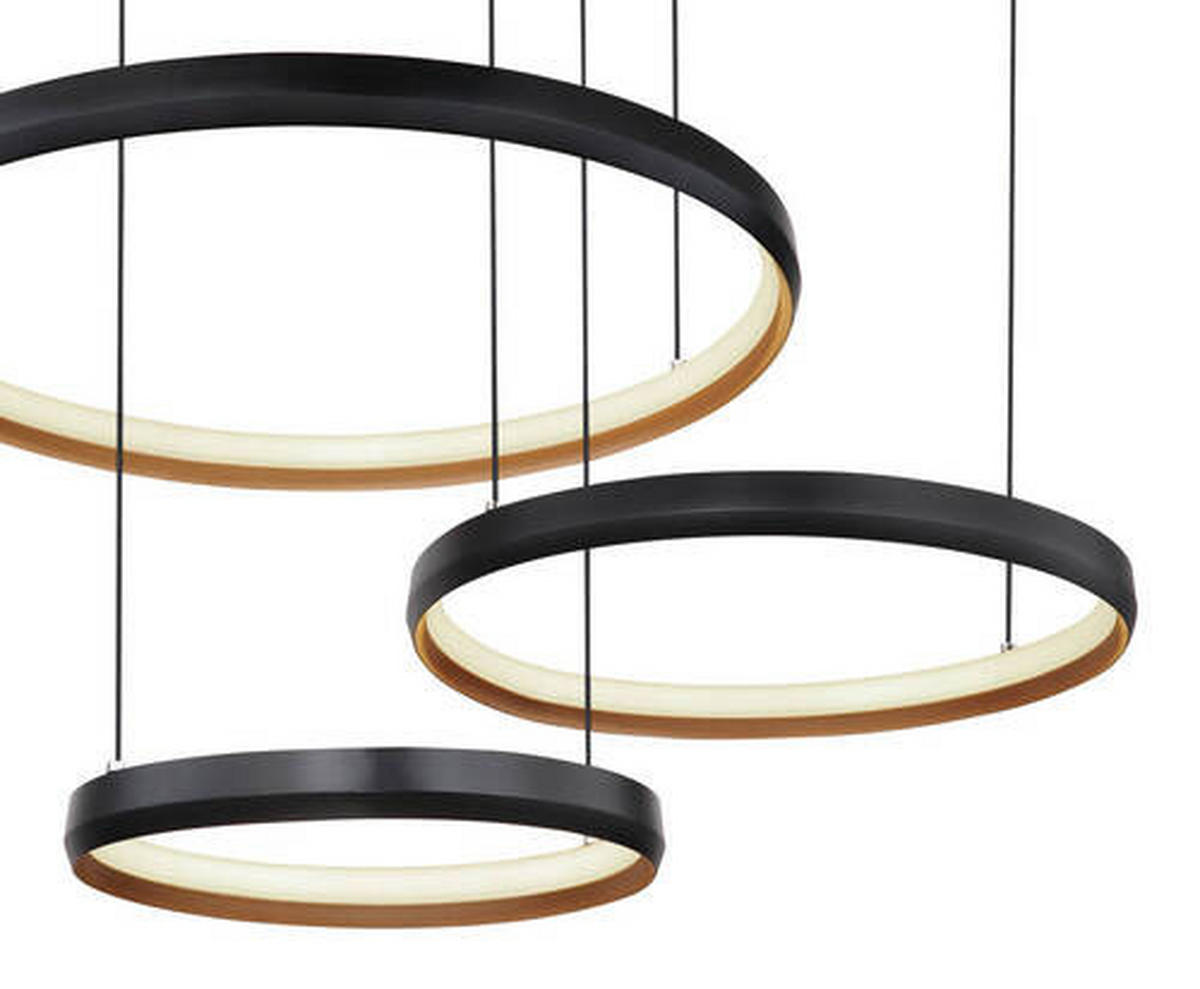 LED FÜGGŐLÁMPA 76,7/50,3/150 cm  - fekete/opál, Design, műanyag/fém (76,7/50,3/150cm) - Globo