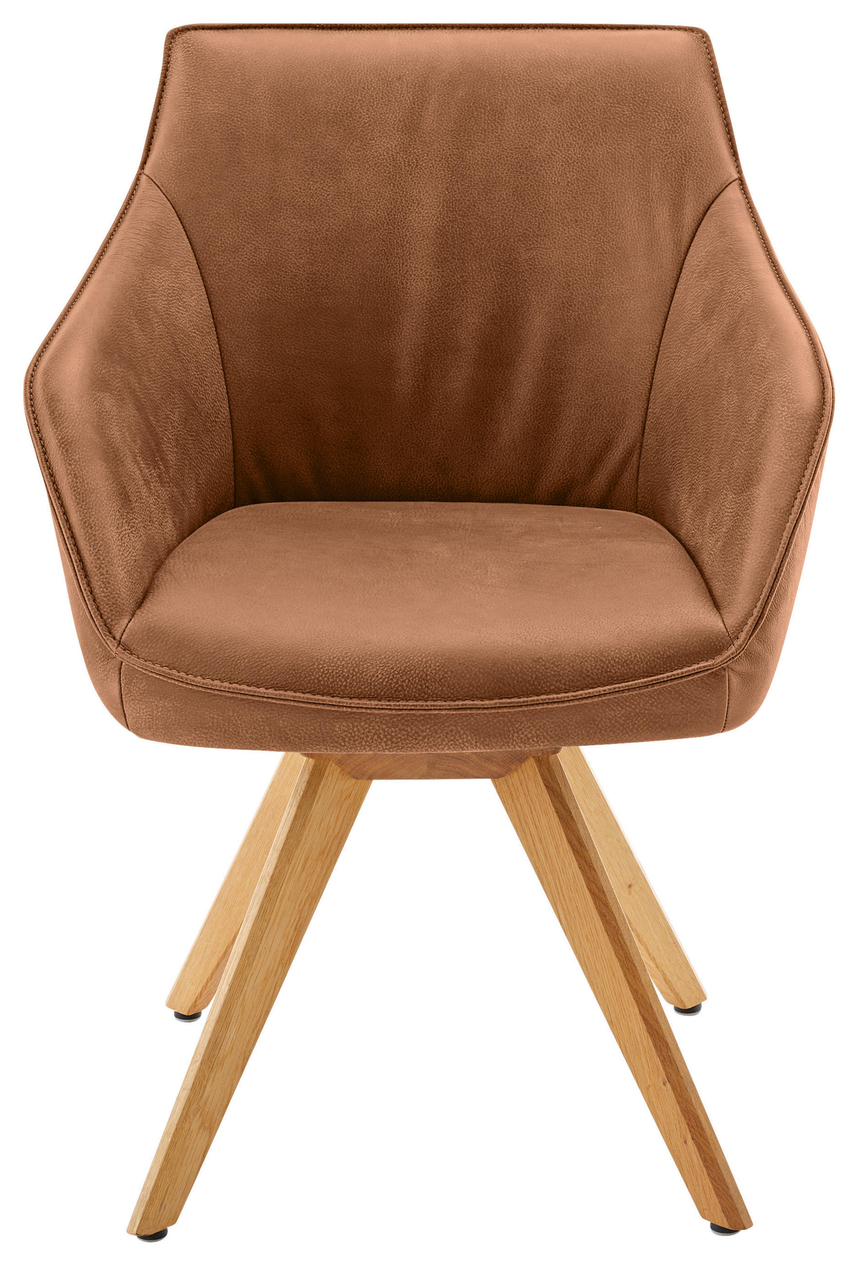 ARMLEHNSTUHL  in Echtleder naturbelassen  - Eichefarben/Cognac, Design, Leder/Holz (60/84/67cm) - Koinor