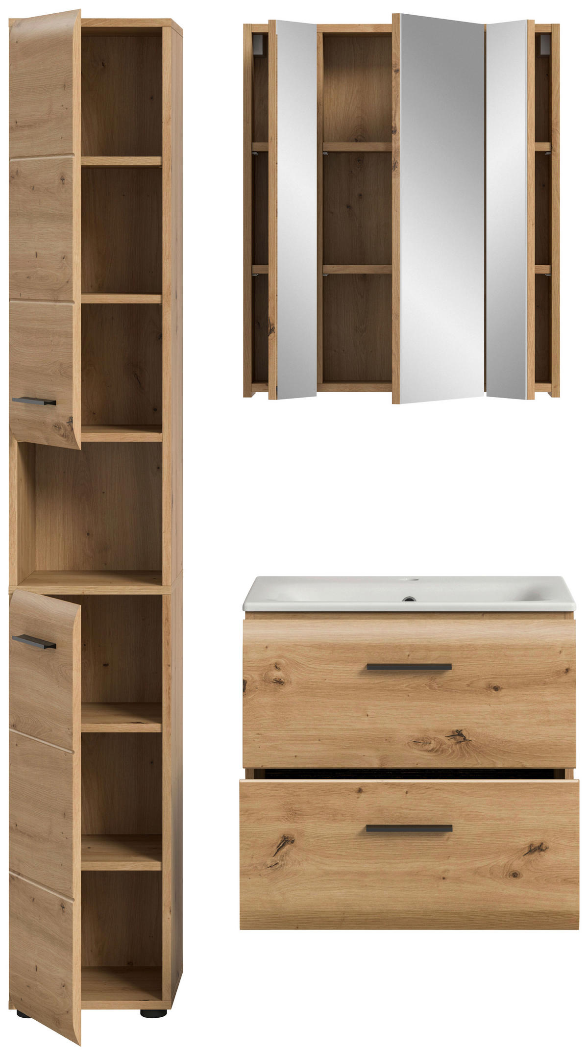 BADEZIMMER 3-teilig 90 cm  - Weiss/Schwarz, Basics, Keramik/Holzwerkstoff (90cm) - MID.YOU