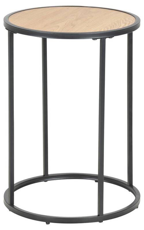 BEISTELLTISCH 40/40/50 cm Schwarz, Wildeiche rund - Wildeiche/Schwarz, MODERN, Holzwerkstoff/Metall (40/40/50cm)