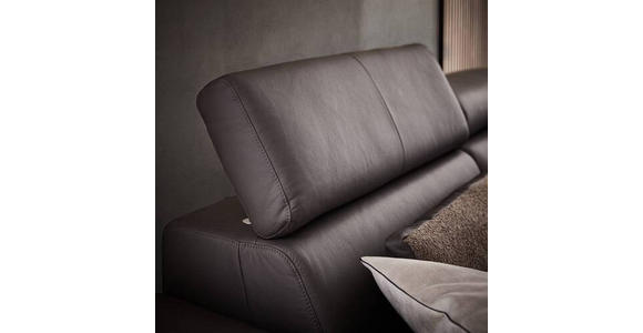 3-SITZER-SOFA Echtleder Braun  - Schwarz/Braun, Design, Leder/Textil (233/86-103/104cm) - Novel