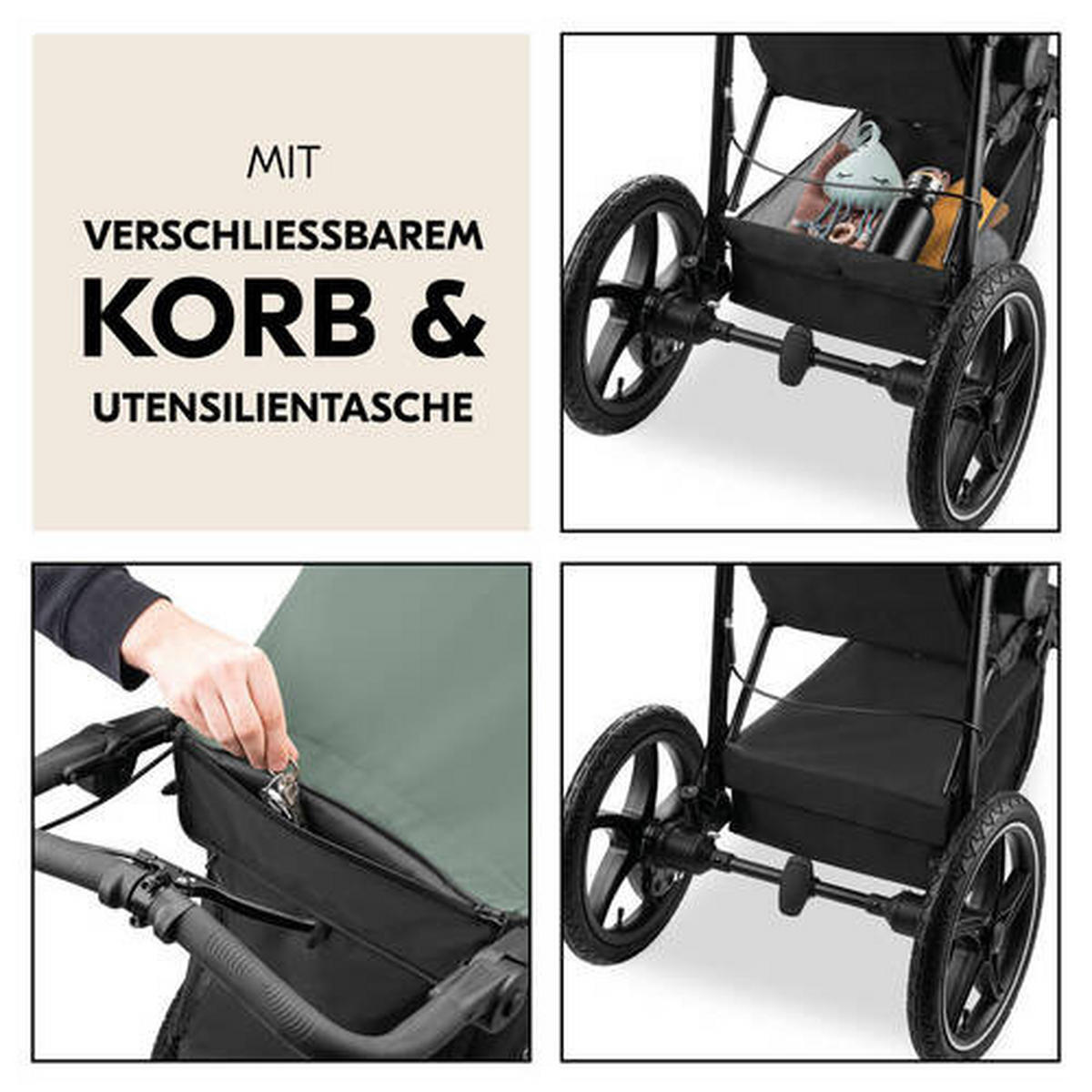 JOGGER Runner 3  - Schwarz/Olivgrün, Basics, Kunststoff/Textil (62/107/116null) - Hauck