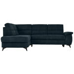 ECKSOFA in Lederlook Dunkelblau  - Schwarz/Dunkelblau, KONVENTIONELL, Textil/Metall (194/257cm) - Cantus