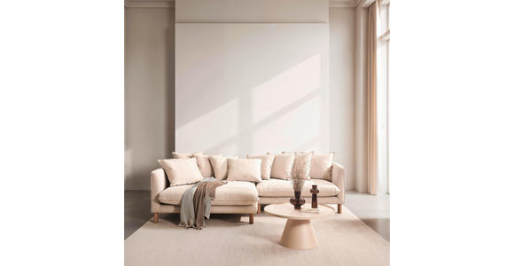 ECKSOFA Beige Chenille  - Beige/Buchefarben, KONVENTIONELL, Holz/Textil (162/276cm) - Carryhome