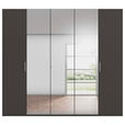DREHTÜRENSCHRANK 251/235/61 cm,  in Graphitfarben, 5-türig  - Chromfarben/Edelstahlfarben, Basics, Glas/Holzwerkstoff (251/235/61cm) - Novel