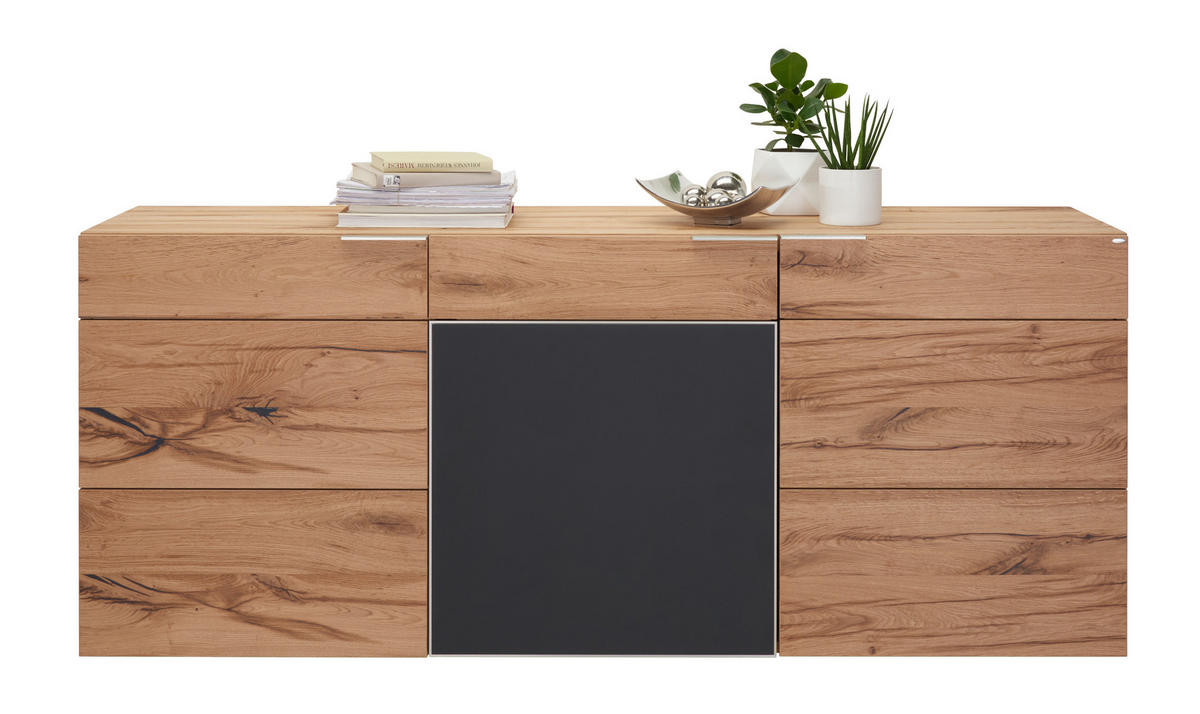 SIDEBOARD V-Alpin  in 192/82/51,6 cm  - Eichefarben/Anthrazit, Design, Glas/Holz (192/82/51,6cm) - Voglauer