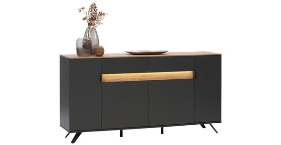 SIDEBOARD Anthrazit, Eichefarben 180,6/82/42 cm - Eichefarben/Anthrazit, MODERN, Holzwerkstoff/Metall (180,6/82/42cm) - Dieter Knoll