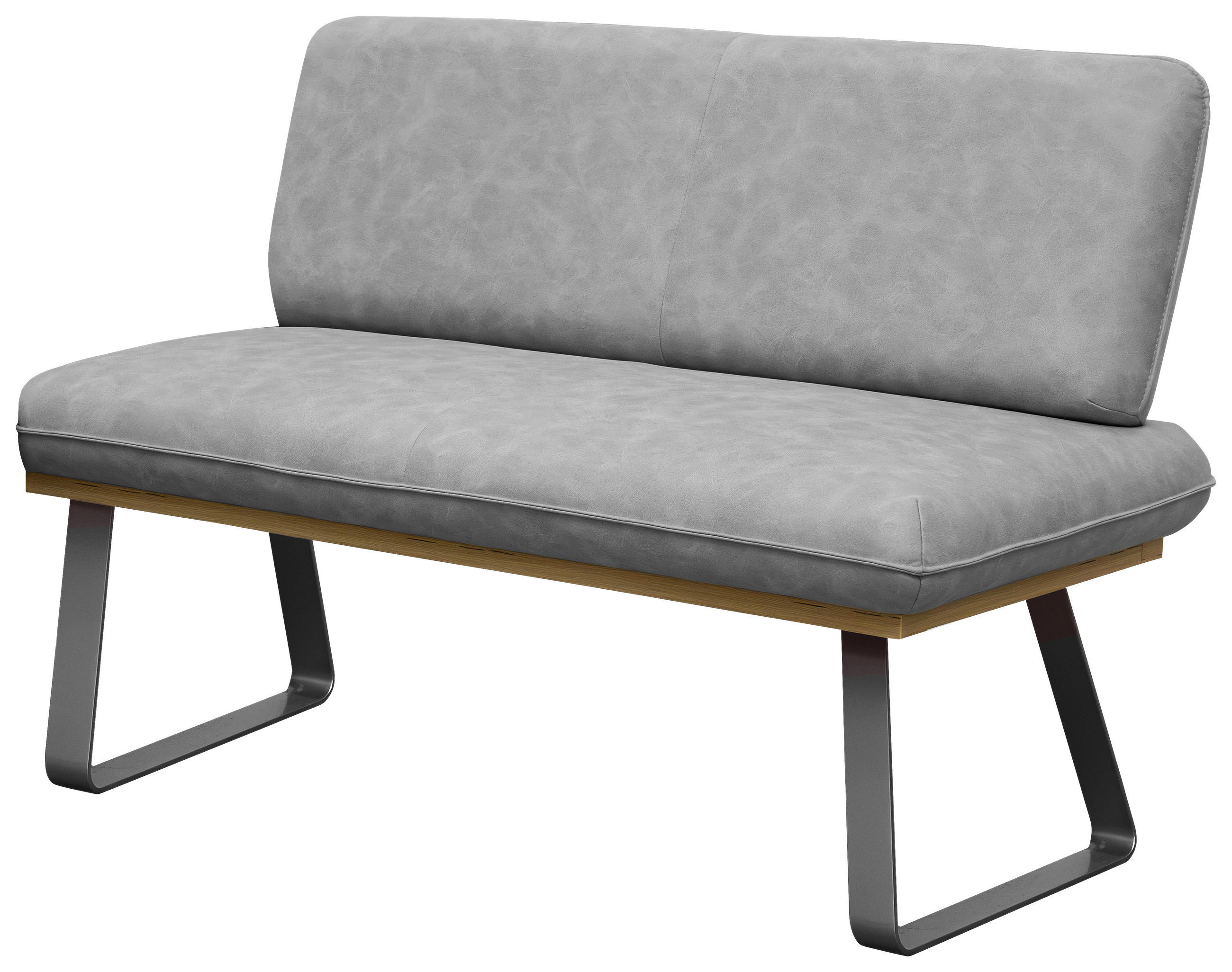 SITZBANK 160/48/90 cm Webstoff Grau  - Schwarz/Grau, MODERN, Textil/Metall (160/48/90cm) - Livetastic